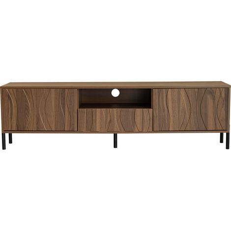 Set mobile TV e tavolino da salotto in MDF effetto legno naturale con motivo ondulato MODENUIT (1/5)