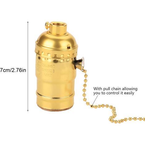 Aluminium Vintage E27 Base de Lampe du Support de Lumière avec Chaîne de Traction, pour Décoration Intérieure (GOLD) (1/5)
