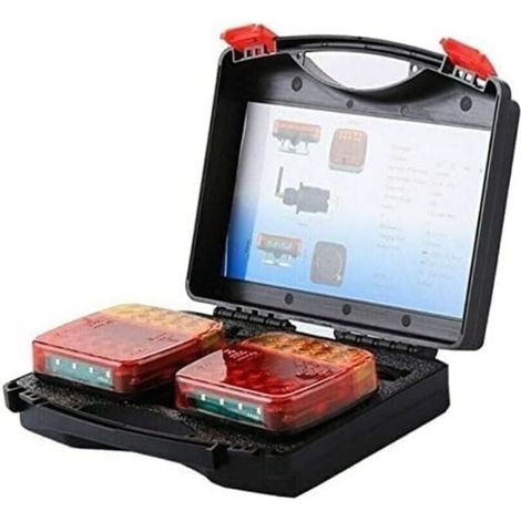 KINZON LED 2 x Feux Arrière Base Aimanté Sans Fil, E11 Marqué Homologué de camion magnétiques sans câble Wireless Pour Auto Camion Tracteur Remorque Caravane