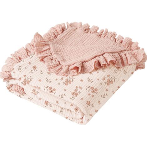 Couvertures bébé en mousseline à volants. couverture de berceau en coton pour bébé. nourrisson et tout-petit. ultra douces et légères 92 x 102 cm (fleur) (1/4)