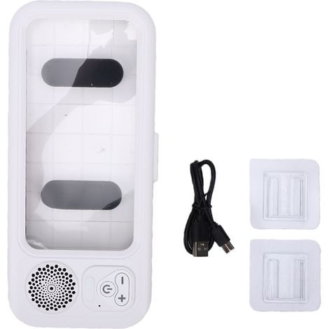 Support de téléphone de douche étanche avec haut-parleur Bluetooth tactile et son clair (blanc) (1/5)