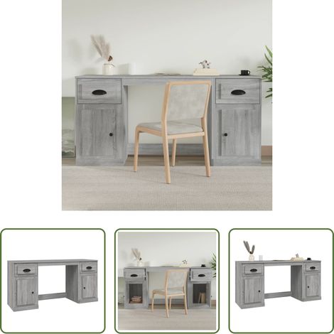 Rangement bureau - Bureau avec armoire sonoma gris bois d'ingénierie (1/5)