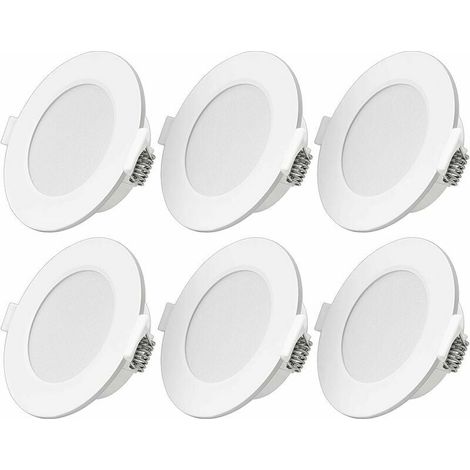 Foco LED empotrable ultraplano 6W LED Spot 230V IP44 Blanco cálido Conjunto de 6 lámparas LED empotrables Profundidad de empotramiento 26mm Mini Slim Foco de techo para baño Salón (1/4)