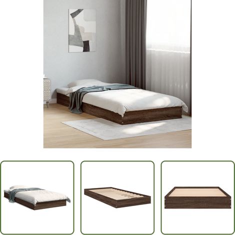 Cadre de lit chêne marron -  Cadre de lit sans matelas chêne marron 75x190cm bois ingénierie (1/5)