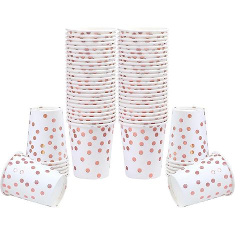100 gobelets en papier jetables de 255 ml pour fêtes, mariages et anniversaires, couleur A (1/5)
