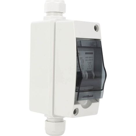 Disjoncteur Miniature avec Boîtier, Interrupteur de Déconnexion Solaire 2 Pôles 6A DC12‑400V AC90‑400V, Disjoncteur DC AC Extérieur étanche pour Système D'alimentation Solaire PV