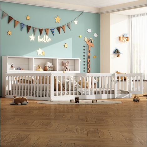 letto contenitore 140x200 con ripiani e sponde bianco HAVRYA (1/5)