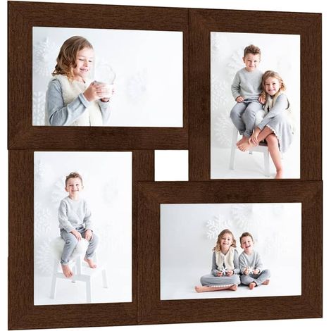 Collage Bilderrahmen für 4x(13x18 cm) Fotos Dunkelbraun MDF