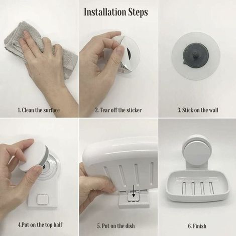 Jabonera autoadhesiva para baño - jabonera para ducha - jaboneras de pared - jabonera sin taladrar - blanca (1/4)