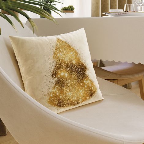Weihnachts-Samt-Kissenbezug 40x40 Gold Glitter Weihnachtsbaum (1/4)