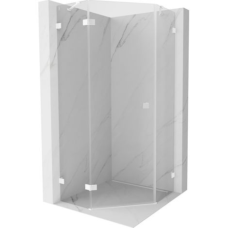 Mexen Lunar fünfeckige Duschkabine, links schwenkbar 80 x 80 cm, transparent, weiß - 831-080L-080P-20-00-L (1/5)