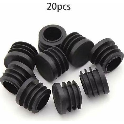 – Bouchons d'extrémité en plastique noir – Lot de 20 pièces – Diamètre extérieur 16mm – Résistants aux chocs et aux UV – Pour meubles et équipements (1/5)