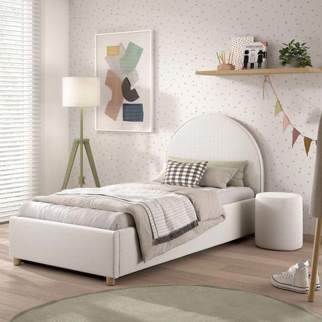 Pack - Lit Coffre Enfant & Pouf "Moon" 90x200cm Blanc (1/4)