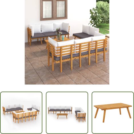 vidaXL Akazienholz - 8-tlg. Garten-Lounge-Set mit Kissen Massivholz Akazie (1/5)