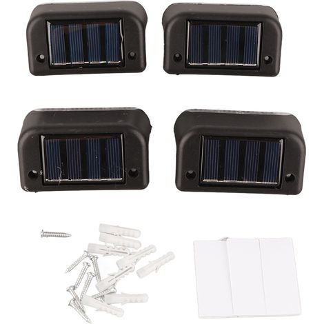 Lot de 4 lampes solaires d'escalier, éclairage blanc, étanches, LED solaires haute puissance, pour terrasse ou escalier extérieur.-AquaForge