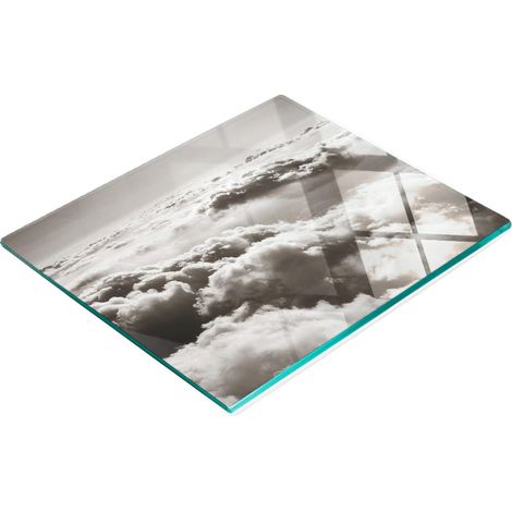 Pannello decorativo multifunzionale da cucina in vetro temperato con motivo nuvole, 60x52 cm. (1/5)