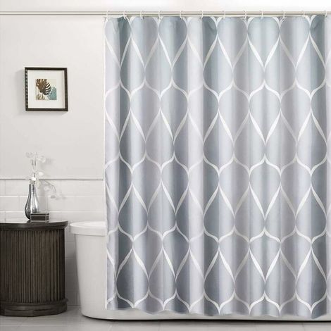 Wasserdichter Duschvorhang aus Polyester mit Netzgewebe und schnelltrocknendem, beschwertem Saum, strapazierfähig und waschbar, grau (120×180) (1/4)