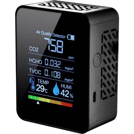 Détecteur de CO2 compact - 5 en 1 - CO2, COVT, HCHO - Température et humidité (1/5)