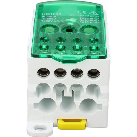 Boîte de jonction à bornier pour rail DIN, unipolaire, 690 V, 250 A, verte (1/5)