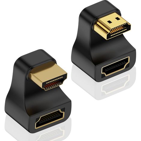 Adaptateur HDMI 2.1 à 180° 8K, rallonge HDMI mâle vers femelle en forme de U (haut et bas), 48 Gbit/s, 8K à 60 Hz, UHD 2.1 3D, pour moniteur HDTV, projecteur, ordinateur portable et PC (lot de 2). (1/5)