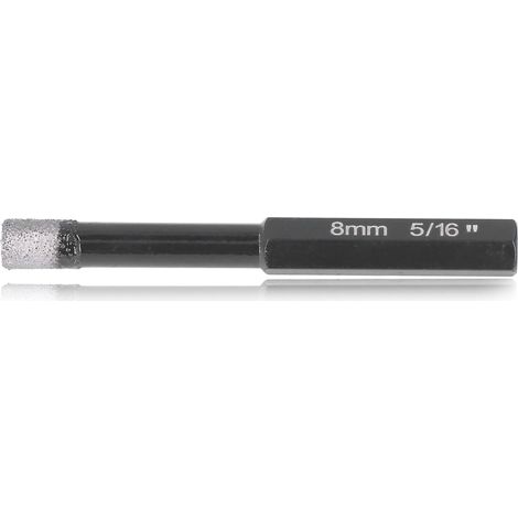 Foret diamanté de 8 mm pour perçage à sec, à queue hexagonale, idéal pour les carreaux de céramique. (1/5)