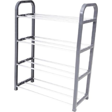 TrAdE Shop Traesio - Scarpiera In Plastica 4 Ripiani Livelli Salvaspazio 40x19x56cm Porta Scarpe Casa - (1/2)