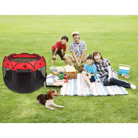 Clôture octogonale pour animaux de compagnie Tente pour animaux de compagnie Tissu Oxford Cage pour chien pliable résistante aux rayures Chien Chat Salle d'accouchement Chenil Litière pour chat 73 73 (1/4)