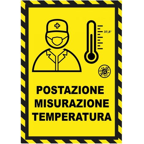 CARTELLO SICUREZZA ANTICOVID ADESIVO A4 MISURAZIONE TEMPERATURA