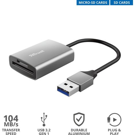 Trust Dalyx 24135 Hub Lettore di Schede USB 3.2 Alluminio (1/5)