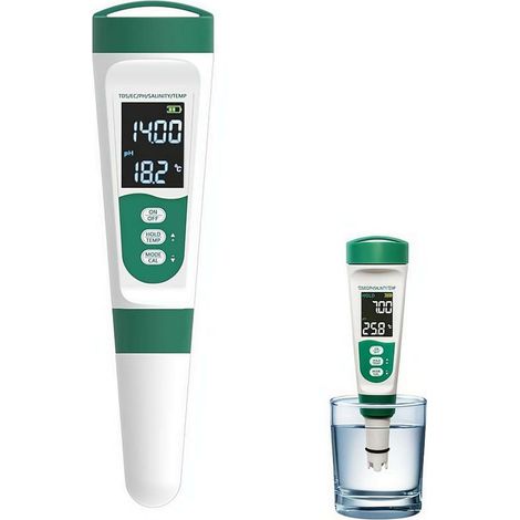 Testeur d'eau numérique 5 en 1, testeur TDS, EC et température (°C/°F) précis et fiable, plage de mesure 0-9990 ppm pour eau potable, aquariums et piscines. (1/5)