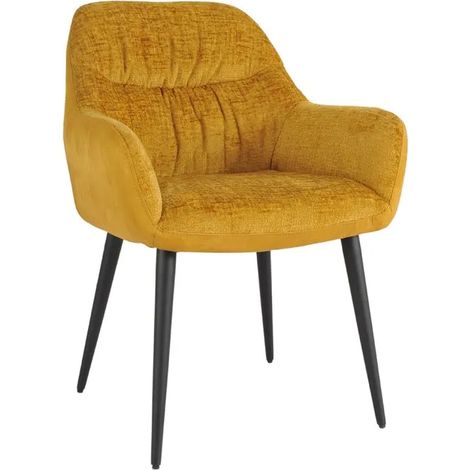 Chaise de repas tissu microfibre jaune moutarde pieds métal - ATLANTA (1/5)