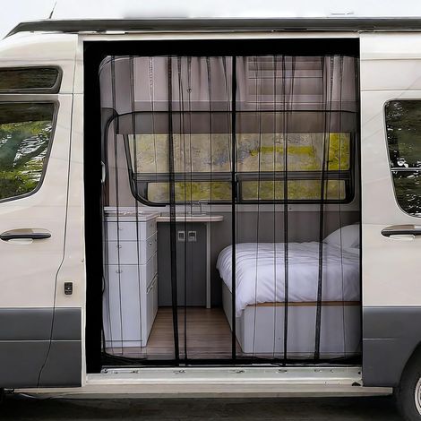 Pare-Insectes Magnétique Pour Fourgon, 150 X 110 Cm Moustiquaire Pour Voiture, Pour Porte Coulissante, Pour Camping Et Plein Air, Noir (1/5)