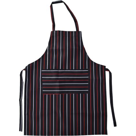 Tablier à bavette imperméable et réglable, avec double poches, pour cuisine, Restaurants, boulangers, barres rouges et blanches (1/5)