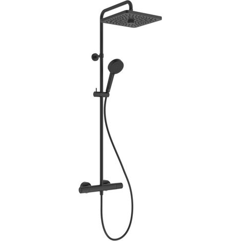 Ideal Standard IS Système de douche Éco CTherm T25+ avec therm. - Douchette 2F et pomme de douche angulaire 2F Silk Black, A8532XG