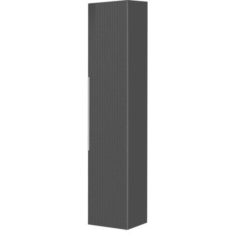 Pensile bagno sospeso 150 cm grigio cannettato con anta e ripiani Zena