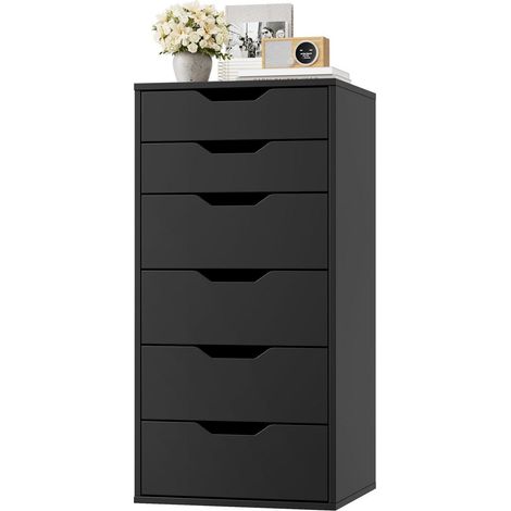 Schubladenschrank mit 6 Schubladen, schmal, schwarz, 45x40x90,5 cm (1/5)