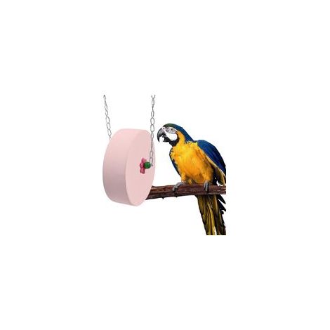 Piedra de afilar para picos de pájaros – Juguete masticable grande de cilindro azul para loros con cadena metálica para colgar – Accesorio para jaula para guacamayos, loros grises africanos, cacatúas 