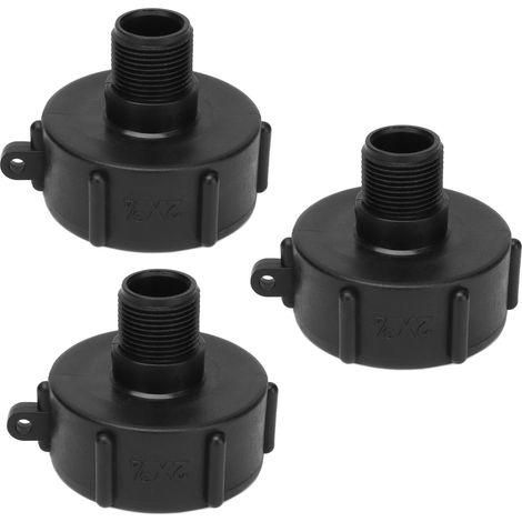 3 Pièces Adaptateur de Vidange ABS pour Réservoir IBC, Raccord Fileté G3/4, Valve de Remplacement Accessoire S60x6 (1/5)