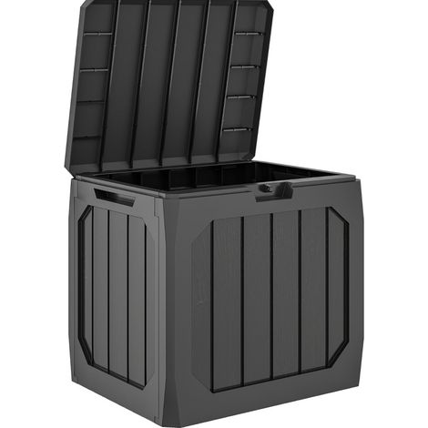 Cassapanca da giardino 121 L in plastica nera con maniglie (1/4)