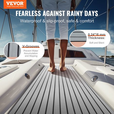 Revêtement de sol pour bateau en mousse EVA 2400 x 900 x 6 mm plancher de revêtement de sol autocollant antidérapant, 21 600 cm², t… (1/5)