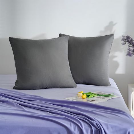 18 Couleurs Lot 2 Taie d'oreiller 65x65 cm Gris Housse Oreiller Coussin pour Canapé Lit Fermeture Éclair Anti-Acariens Hypoallergénique Protège Oreiller Zip Microfibre (1/5)