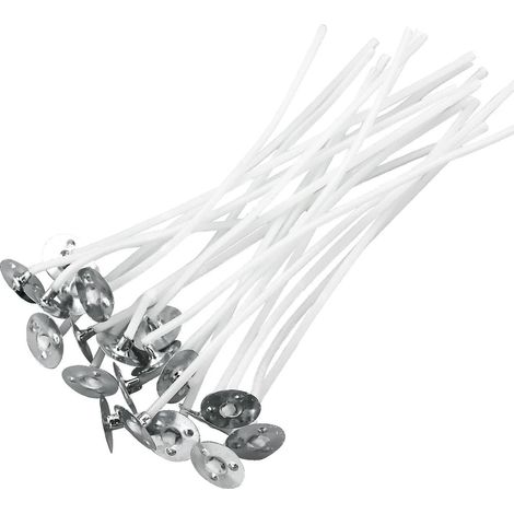 Lot de 20 mèches de bougie, en coton biologique naturel avec résistantes, inodores, propres, pour la fabrication de bougies DIY (10 cm) (1/5)