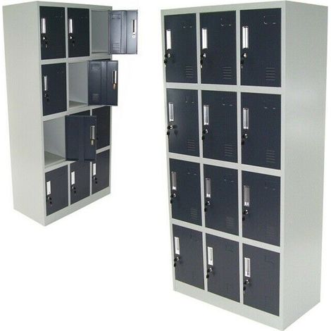 Spind 12-Fächer Zwölferspind Garderobenschrank Umkleidespind Metallschrank 57024 (1/5)