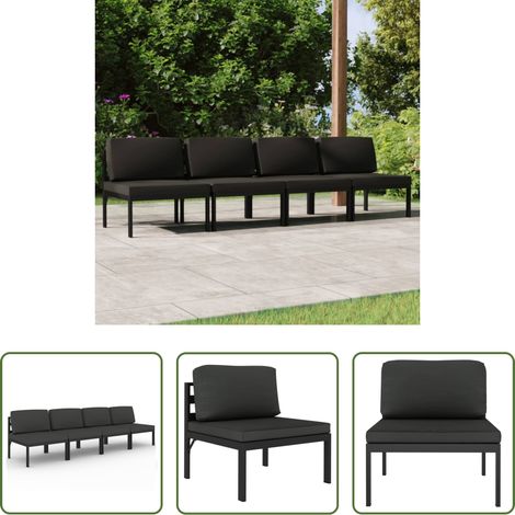 Canapé aluminium - Canapé de jardin 4 places avec coussins Aluminium Anthracite (1/5)