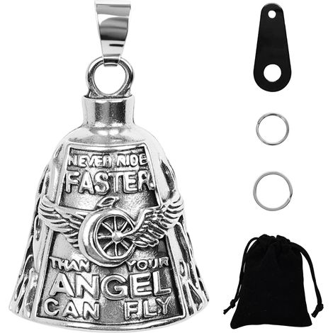 Cloche de moto porte-bonheur pour motards, cloche de protection contre l'esprit de la route, accessoire de moto, cadeau pour motards, avec support (1/5)