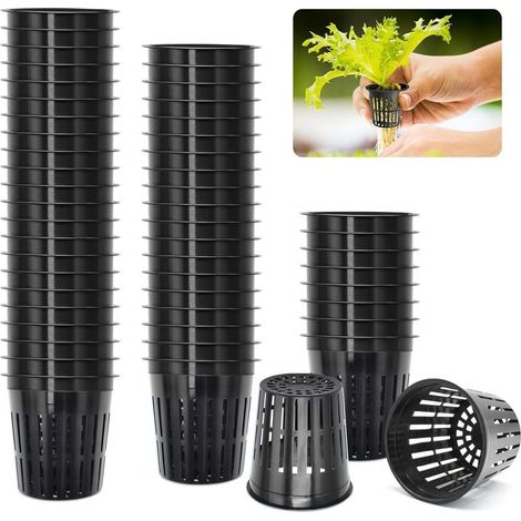 Pot en maille hydroponique de 2 pouces, paquet de 50 paniers hydroponiques en maille pour pépinière de plantes, panier de seau rond à lèvres larges réutilisable et robuste (1/5)