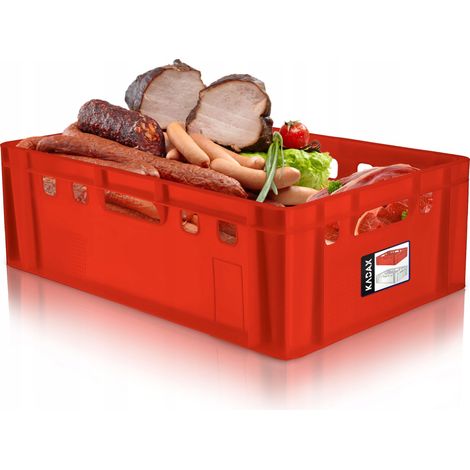 KADAX Fleischbox aus Kunststoff HDPE, Metzgerkiste 60 x 40 cm, E2 Fleischkiste mit bequemen Griffen, (1/5)