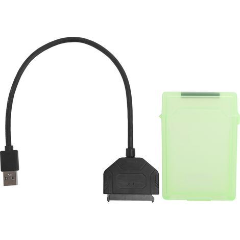Adaptateur Sata Usb 3.0 - Boîtier Protection Disque Dur 2.5 Pouces - Support Hdd Ssd 7-15mm - Lecture Haute Vitesse Uasp - Câble Inclut Vert (1/5)