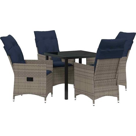 Maison Exclusive - Set di tavolo e sedie con cuscino 5 pcs Grigio Rattan in PE (1/5)