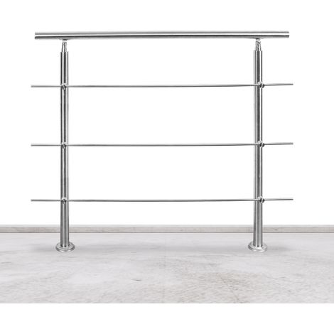 Jiubiaz Geländer Edelstahl Handlauf Treppengeländer Innen&Außen Balkongeländer Treppenhaus Brüstung 180cm 3 Querstäbe (1/5)